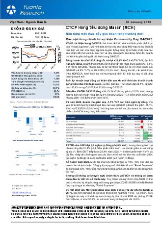 MCH: Báo cáo cập nhật KQKD Q4/2025