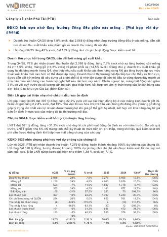 PTB: Báo cáo cập nhật KQKD Q4/2025