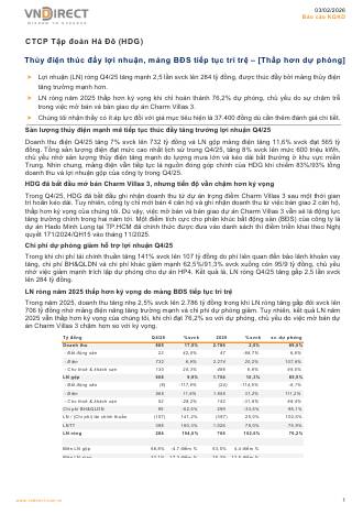 HDG: Báo cáo cập nhật KQKD Q4/2025