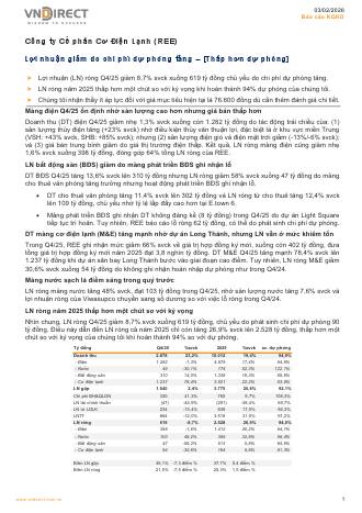REE: Báo cáo cập nhật KQKD Q4/2025