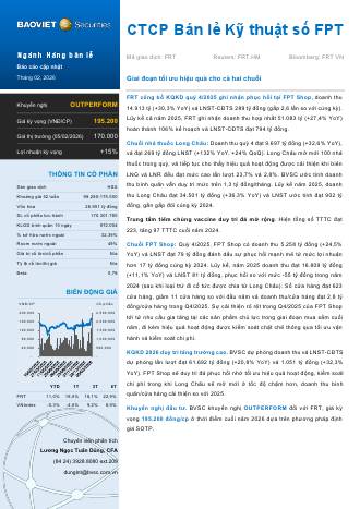 FRT: Khuyến nghị OUTPERFORM với giá mục tiêu 195,200 đồng/cổ phiếu