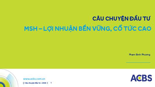 MSH: Khuyến nghị KHẢ QUAN với giá mục tiêu 45,000 đồng/cổ phiếu