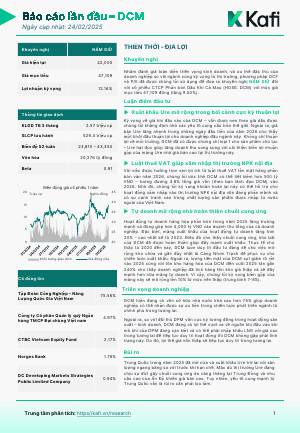 DCM: Khuyến nghị NẮM GIỮ với giá mục tiêu 47,109 đồng/cổ phiếu