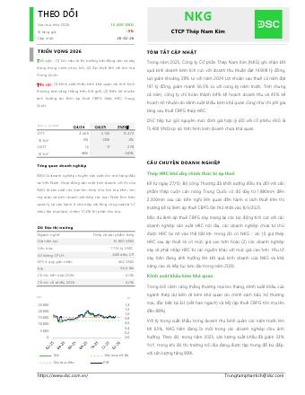 NKG: Khuyến nghị THEO DÕI với giá mục tiêu 15,400 đồng/cổ phiếu