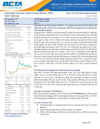 VPB: Báo cáo cập nhật KQKD Q4/2025