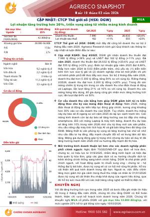 DGW: Khuyến nghị MUA với giá mục tiêu 53,000 đồng/cổ phiếu
