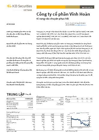 VHC: Khuyến nghị TRUNG LẬP với giá mục tiêu 63,200 đồng/cổ phiếu