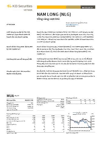 NLG: Khuyến nghị MUA với giá mục tiêu 36,300 đồng/cổ phiếu