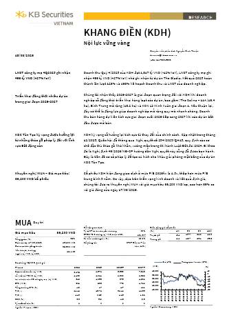 KDH: Khuyến nghị MUA với giá mục tiêu 36,200 đồng/cổ phiếu