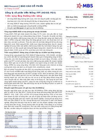 FOX: Khuyến nghị KHẢ QUAN với giá mục tiêu 93,000 đồng/cổ phiếu