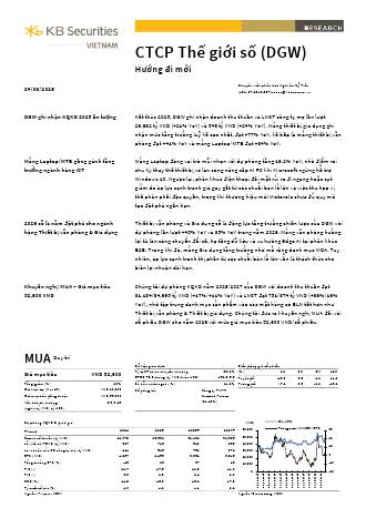 DGW: Khuyến nghị MUA với giá mục tiêu 52,600 đồng/cổ phiếu