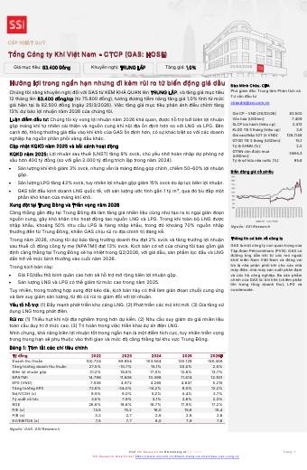 GAS: Khuyến nghị TRUNG LẬP với giá mục tiêu 83,400 đồng/cổ phiếu