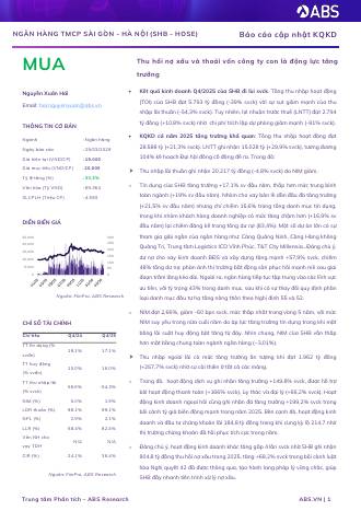 SHB: Khuyến nghị MUA với giá mục tiêu 20,000 đồng/cổ phiếu