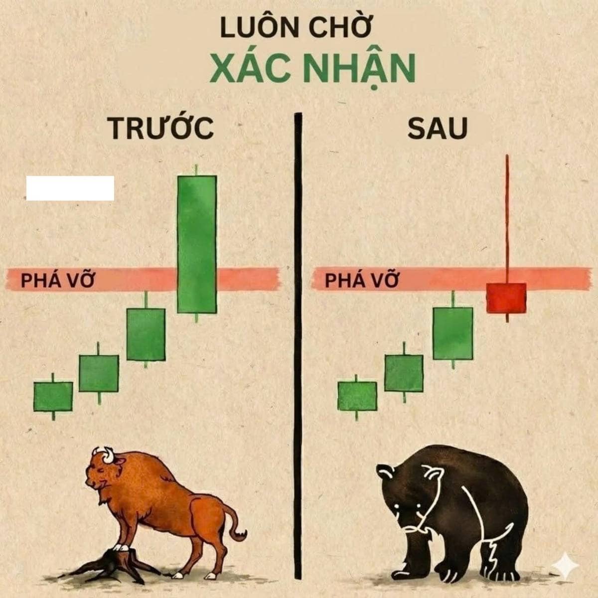 Con bò chết vì quá vội.. Con gấu sống vì biết chờ xác nhận.. Cùng một vùng PHÁ VỠ.. Khác nhau ở THỜI  ...