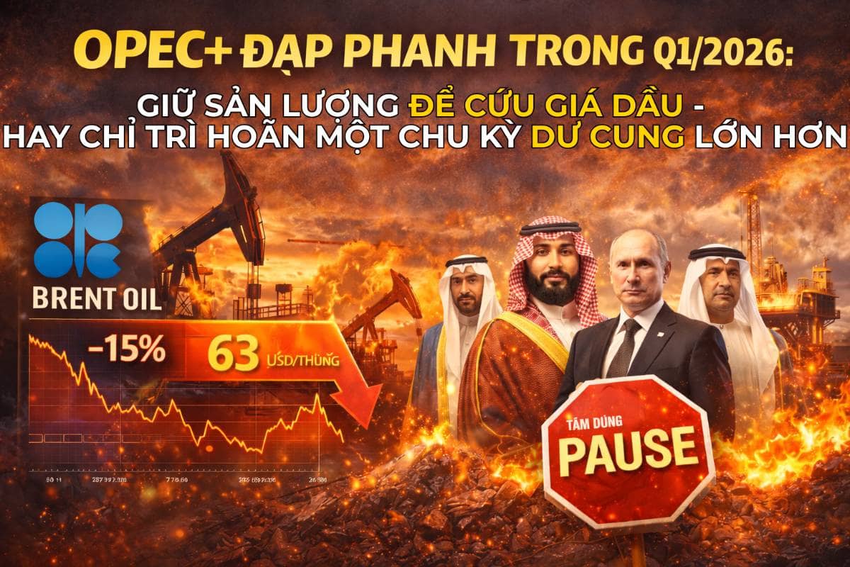 OPEC+ đạp phanh trong Q1/2026: giữ sản lượng để cứu giá dầu – hay chỉ trì hoãn một chu kỳ dư cung lớn hơn?