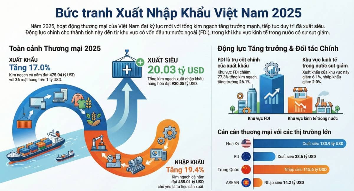 Toàn cảnh Xuất nhập khẩu Việt Nam 2025: Kỷ lục mới và Những "khoảng lặng" phía sau con số
