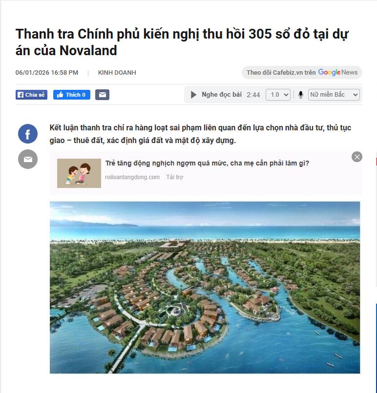 Thu hồi 305 sổ đỏ của Novaland