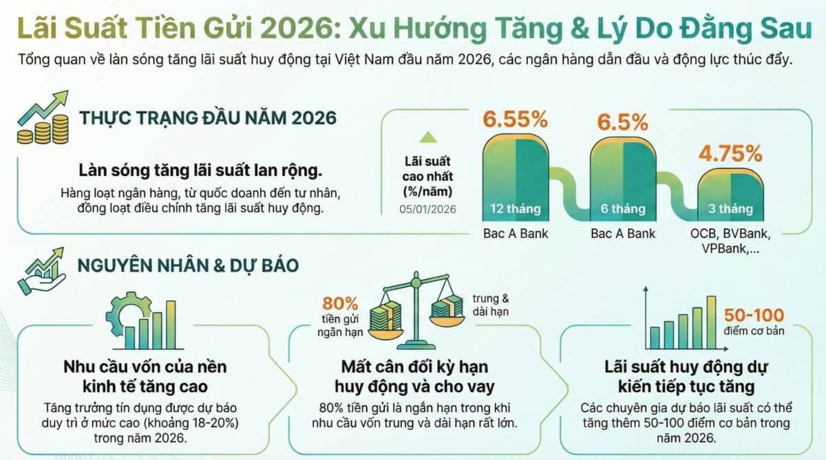 Cuộc đua lãi suất tiết kiệm 2026: Tiền đang rời túi đầu tư quay về ngân hàng?