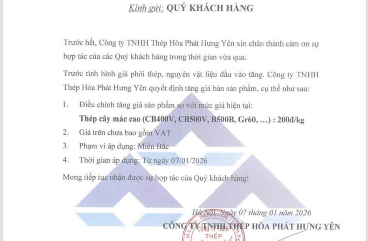 Giá thép bước vào chu kỳ tăng mới đầu năm 2026, hàng loạt doanh nghiệp đồng loạt “chốt mặt bằng giá” cao hơn