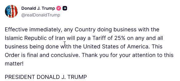 Ông Trump áp thuế 25% đối với bất kỳ quốc gia nào giao dịch với Iran "có hiệu lực ngay lập tức. Sau ...