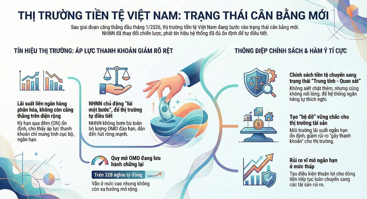 Thanh khoản hạ nhiệt, NHNN “lùi một bước”: Thị trường tiền tệ đang phát tín hiệu gì sau cao trào bơm OMO?