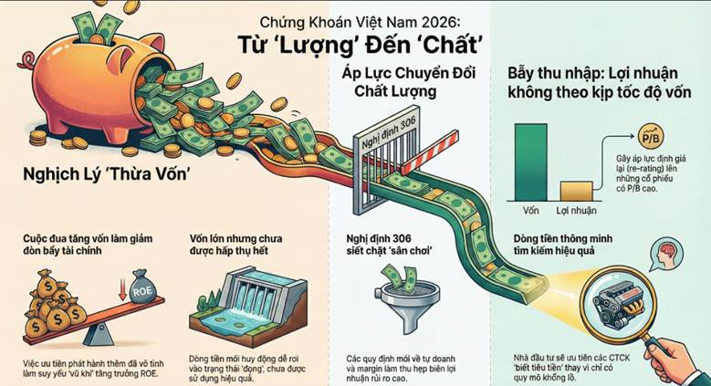 Các "Ông Lớn" Chứng Khoán Đang Thừa Vốn Hay Thiếu Hiệu Quả?