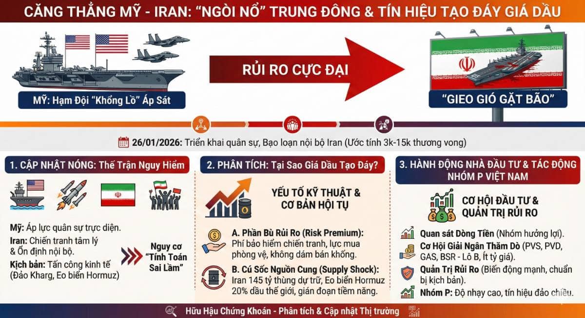 [Tiêu điểm vĩ mô] Căng thẳng Mỹ - Iran leo thang: "Ngòi nổ" Trung Đông và tín hiệu tạo đáy của giá dầu