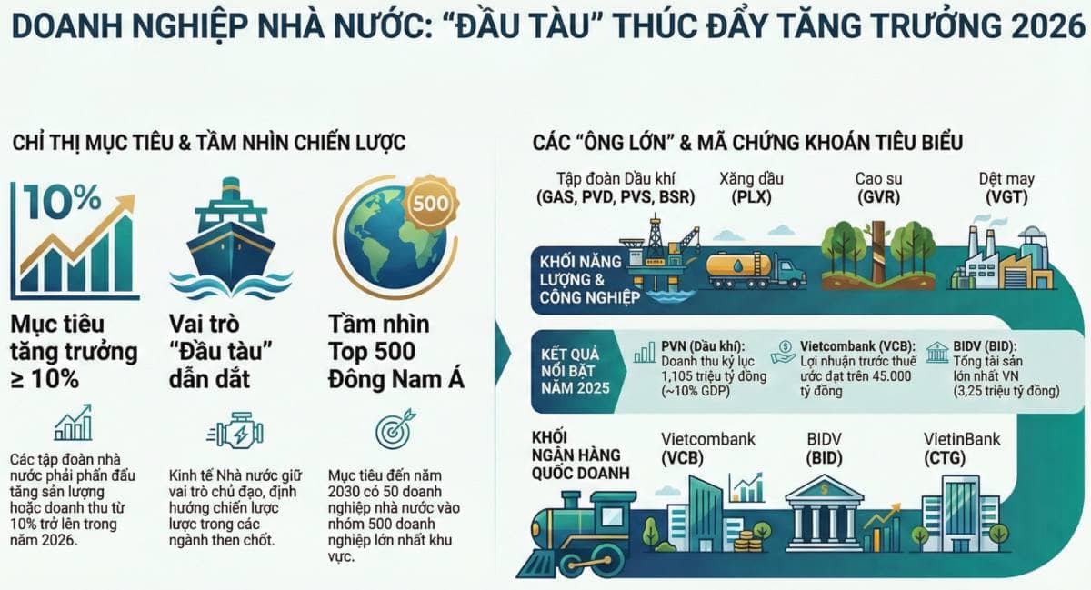 Doanh nghiệp Nhà nước - "Đầu tàu" thúc đẩy tăng trưởng kinh tế năm 2026