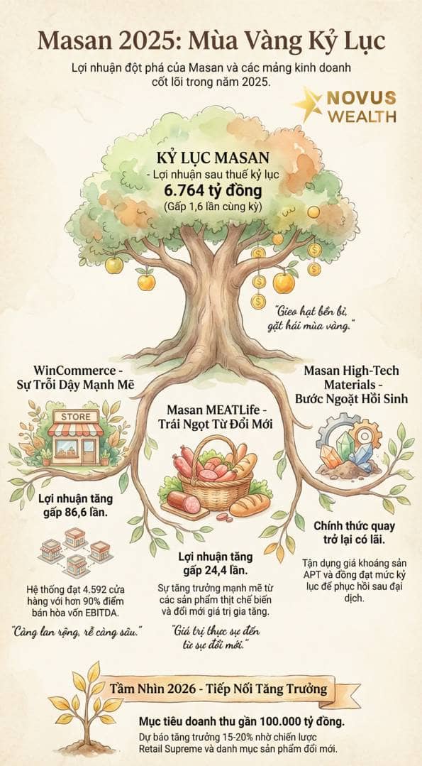 Masan báo lãi kỷ lục năm 2025: lợi nhuận tăng gấp 1,6 lần