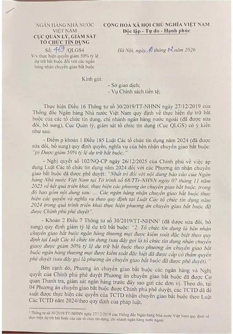 Giảm tỷ lệ dự trữ bắt buộc - Và các ngân hàng hưởng lợi nhất 2026
