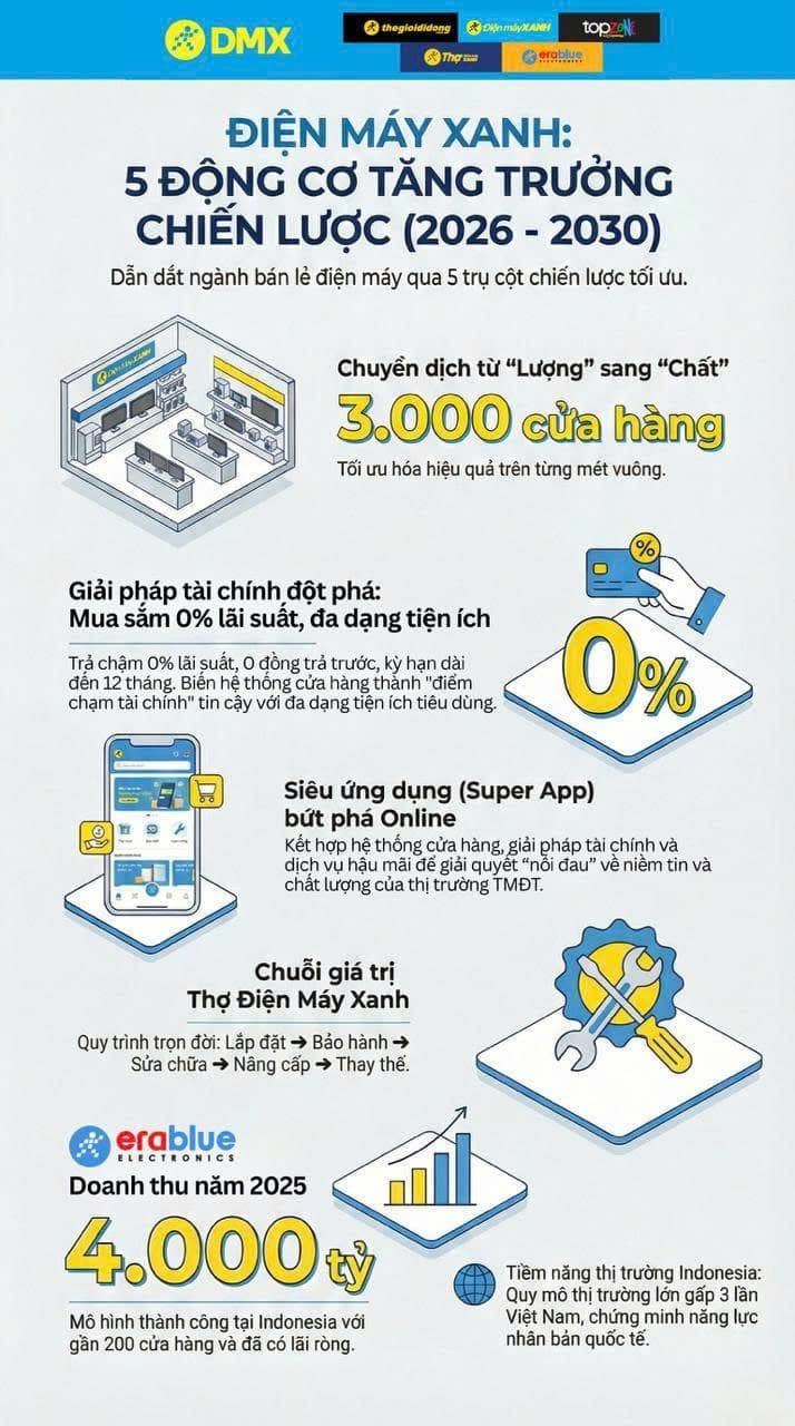 Điện Máy Xanh hoàn thiện chiến lược mới, chủ động thích ứng với xu hướng tiêu dùng 2026