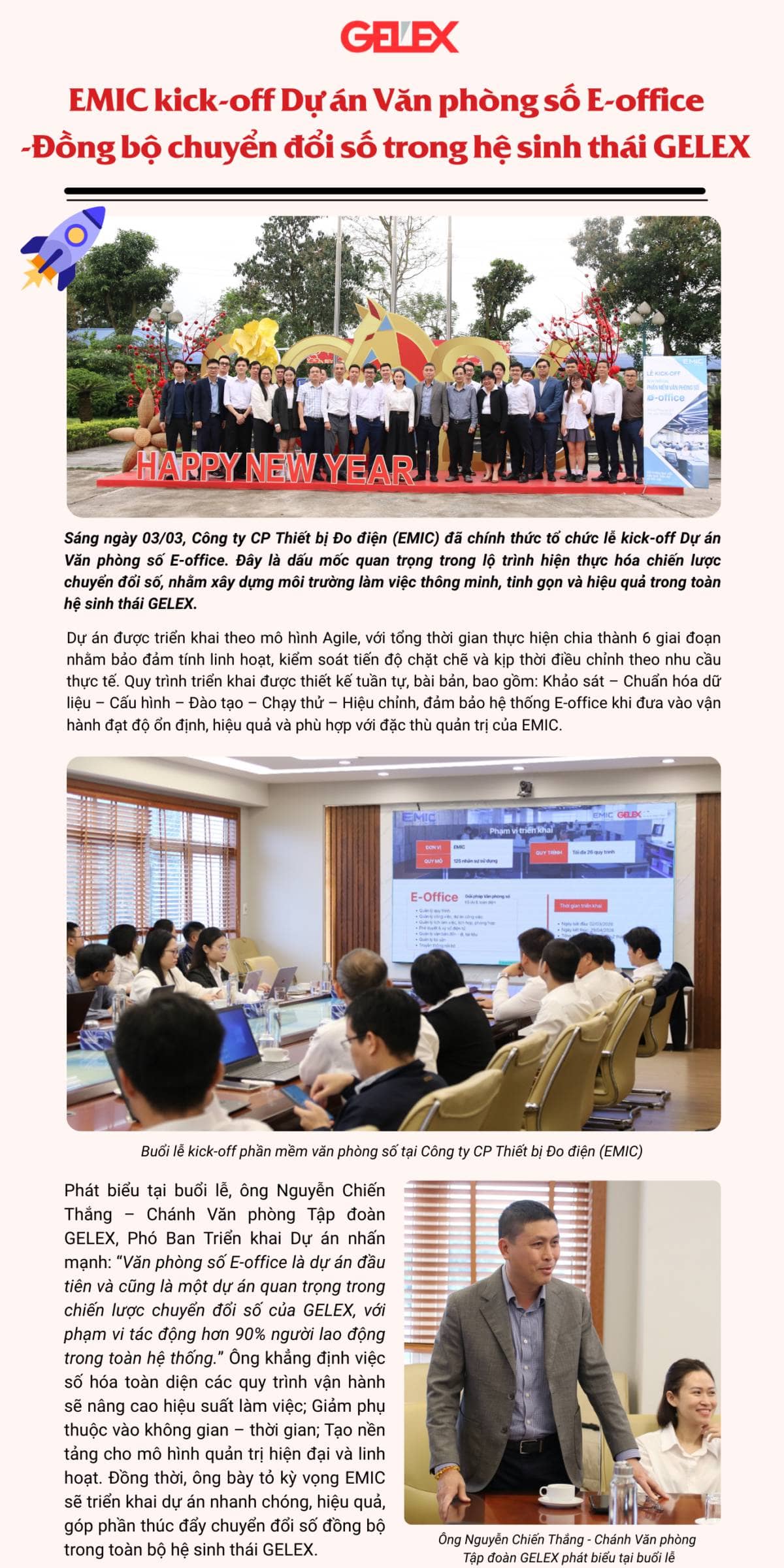 EMIC kick-off Dự án văn phòng số E-office – Đồng bộ chuyển đổi số trong hệ sinh thái GELEX.  ...