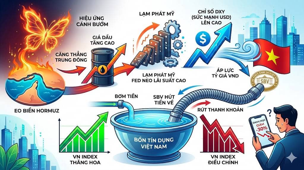 Hiệu ứng cánh bướm – từ eo biển Hormuz đến chiếc ví của nhà đầu tư chứng khoán