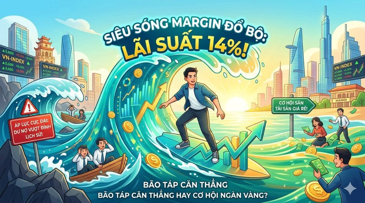 Lãi suất margin đồng loạt cán mốc 14%/năm: áp lực hay cơ hội khi dư nợ vượt đỉnh lịch sử?