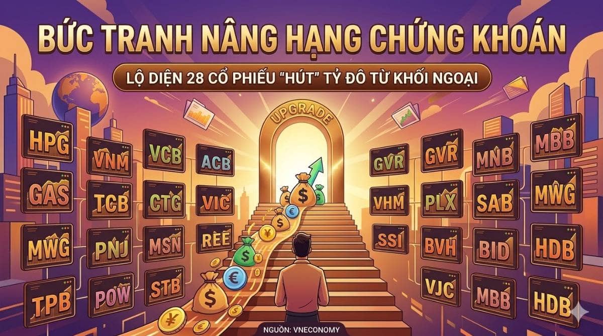 Bức tranh nâng hạng chứng khoán: Lộ diện 28 cổ phiếu hút tỷ đô từ khối ngoại