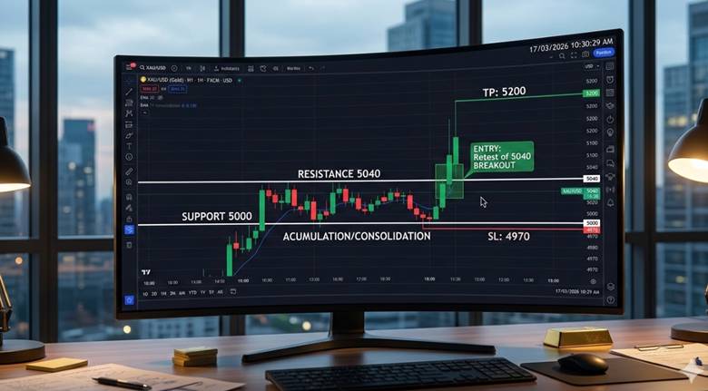 Góc nhìn thị trường 17/03: "pháo đài" 5.000 usd và cuộc chiến tâm lý cận kề