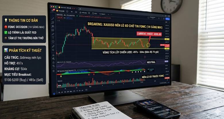 Vàng và “khoảng lặng trước cơn bão” FOMC: Kịch bản nào cho XAU/USD tại ngưỡng 5000$?