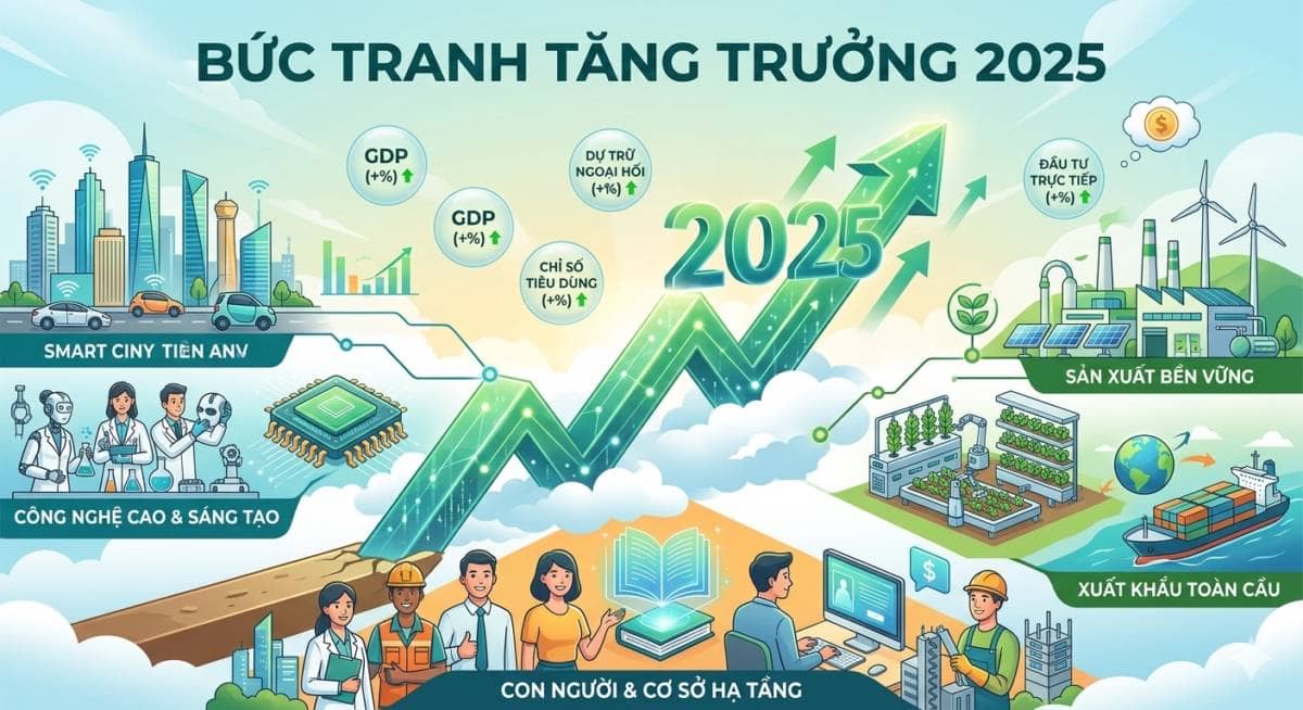 Bức tranh vĩ mô 2025: GDP bứt tốc 8.0% và nghịch lý phía sau những con số