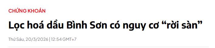 Bạn đang cầm BSR… và tin này xuất hiện.. LỌC HÓA DẦU BÌNH SƠN CÓ NGUY CƠ RỜI SÀN!. Cảm giác đầu tiên  ...