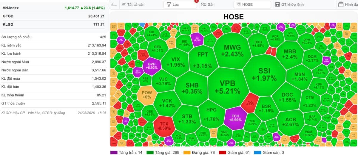 [VIDEO] VN-Index 25/03/2026: Thị trường hồi phục 23đ sau khi giảm 150đ - Thời điểm tham gia lại?