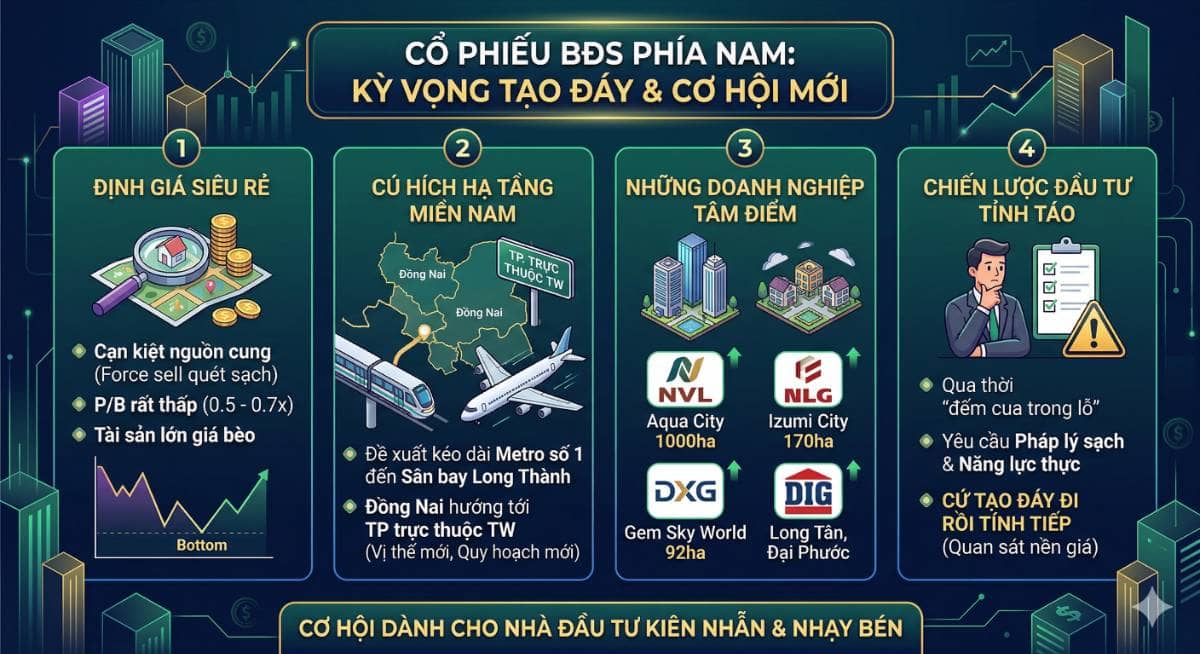Cổ phiếu BĐS tím lịm: Liều thuốc tinh thần từ hạ tầng và câu chuyện tạo đáy!