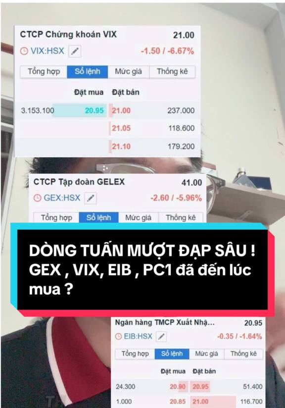 Dòng Tuấn Mượt giảm sâu ! GEX, VIX, EIB, PC1 đã đến lúc mua chưa ? #chungkhoan #dautuchungkhoan 