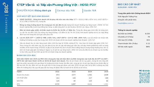 PDV: Báo cáo cập nhật KQKD Q4/2025