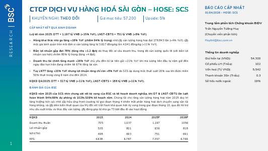 SCS: Khuyến nghị THEO DÕI với giá mục tiêu 57,200 đồng/cổ phiếu