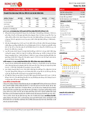 NLG: Khuyến nghị MUA với giá mục tiêu 37,100 đồng/cổ phiếu