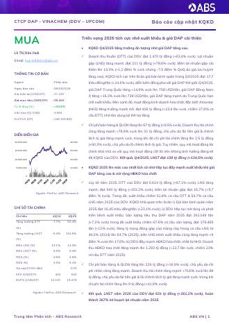 DDV: Khuyến nghị MUA với giá mục tiêu 35,400 đồng/cổ phiếu