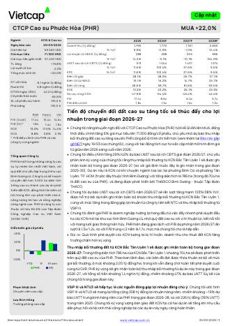PHR: Khuyến nghị MUA với giá mục tiêu 71,300 đồng/cổ phiếu