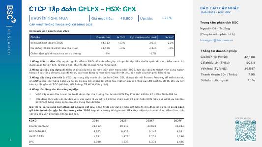 GEX: Khuyến nghị MUA với giá mục tiêu 48,800 đồng/cổ phiếu
