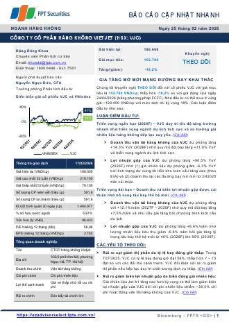 VJC: Khuyến nghị  THEO DÕI với giá mục tiêu 152,700 đồng/cổ phiếu