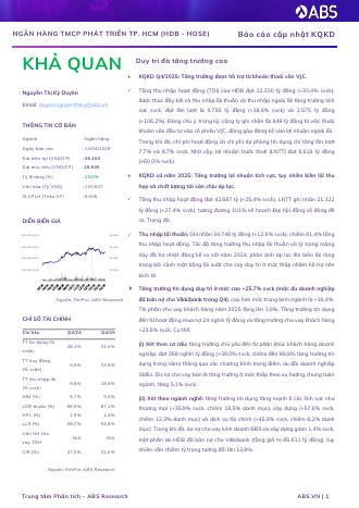 HDB: Khuyến nghị KHẢ QUAN với giá mục tiêu 29,500 đồng/cổ phiếu